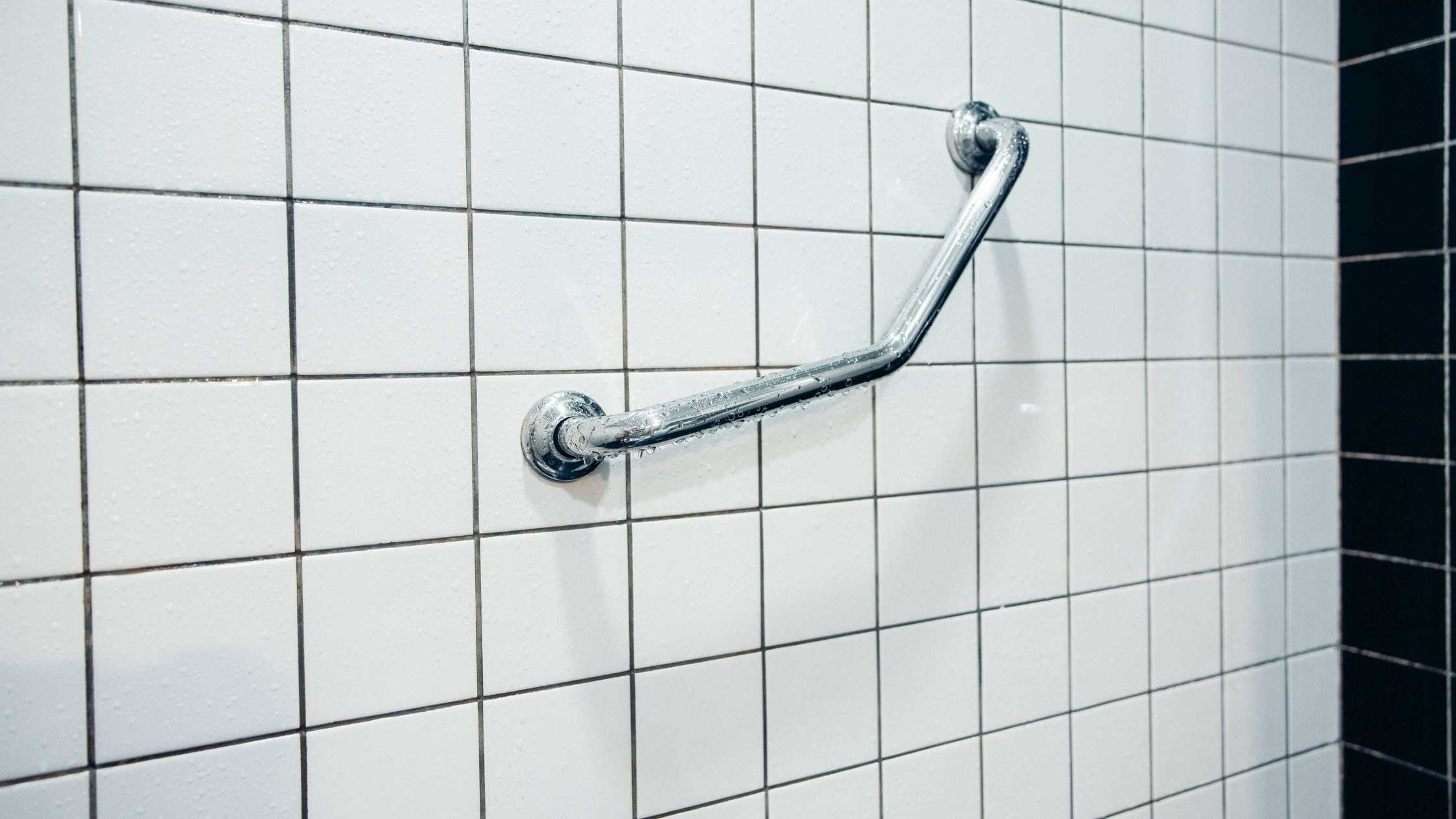 Shower Grab Bar Compliant shower grab bar for safety and support.
